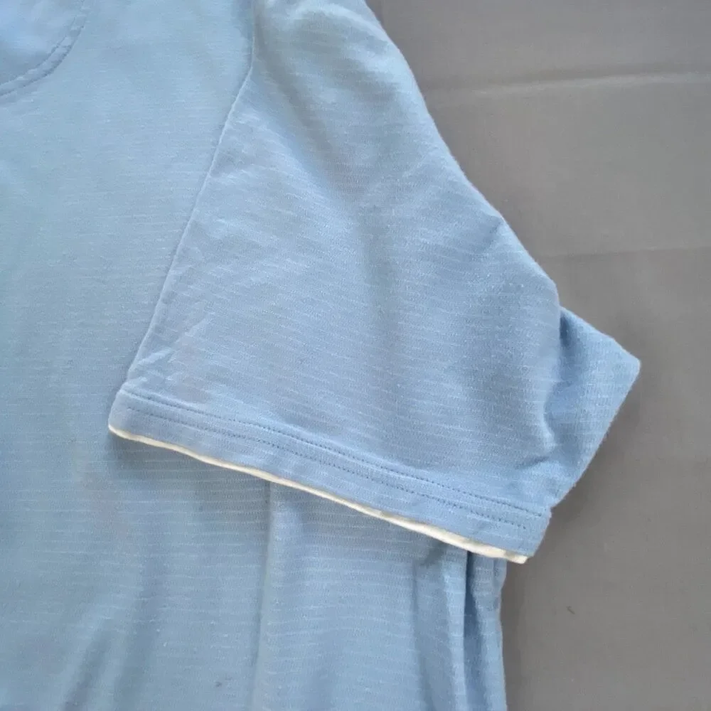 Arrow Mens T Shirt Size L Large Blue Contrast Layered Crew Neck Short Sleeve